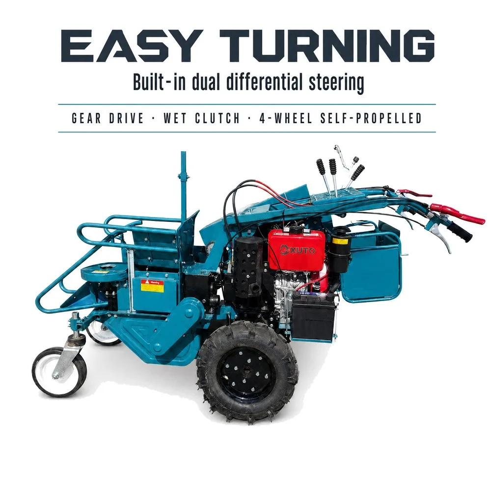 Built-in dual differential steering lets the mini corn harvester turn at the headland