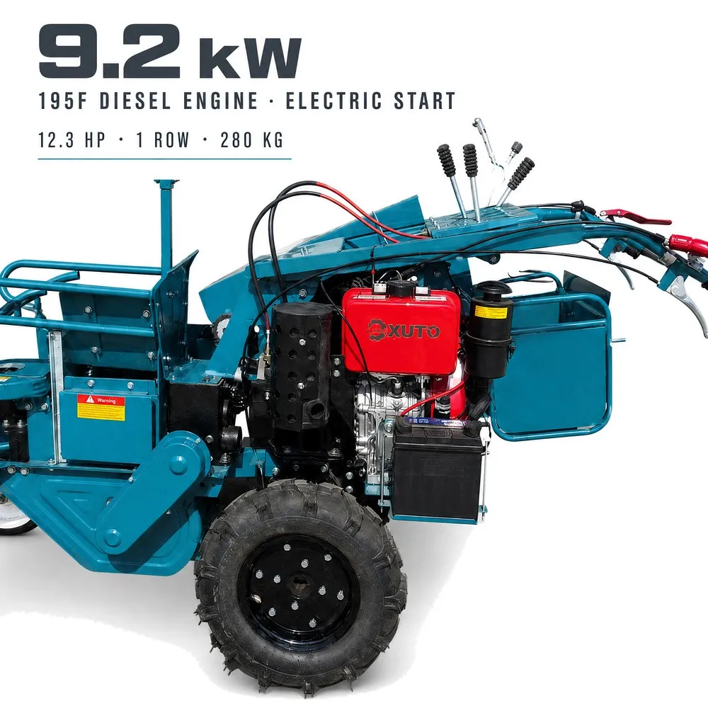 195F diesel engine with electric start on the HS-4YZ-1 mini corn harvester, rated 9.2 kW